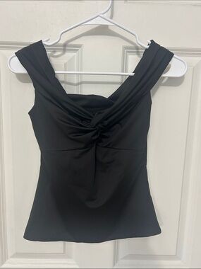 Emerson Lang Twist-Front Sleeveless Women's Top size Medium black